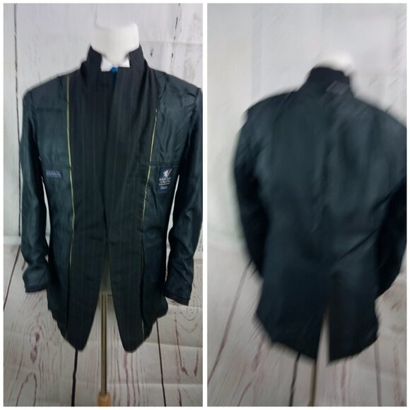 Austin Reed Regent Street Dillard's 40R Dark Gray Striped 2pc Suit 32x31 Pleated - Picture 9 of 15